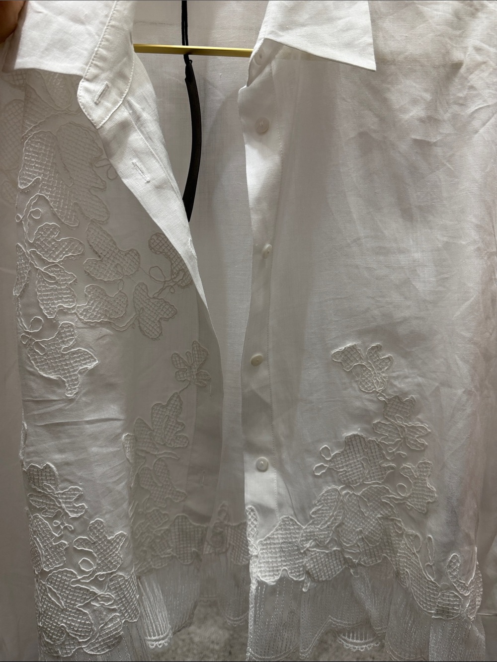 Ermanno Scervino White Embroidered Button-Down Shirt